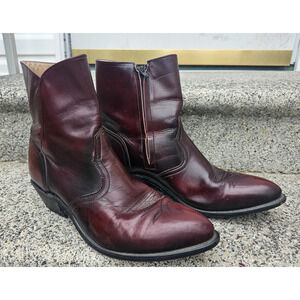 Silver Heel Men's 12 EM Brown Leather Zipper Ankle Cowboy Boots Western Dress